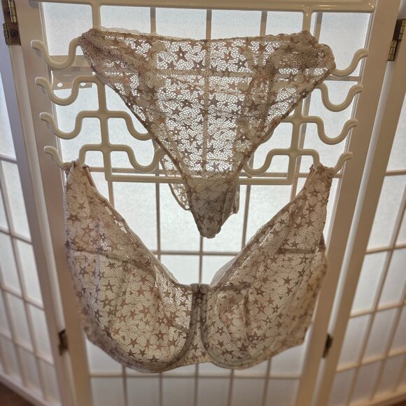 Bravissimo Gold & Ecru Celeste Bra 40J and Thong 2XL - Picture 1 of 4